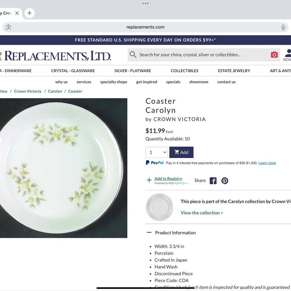 Crown Victoria - Carolyn - coasters - set of 4